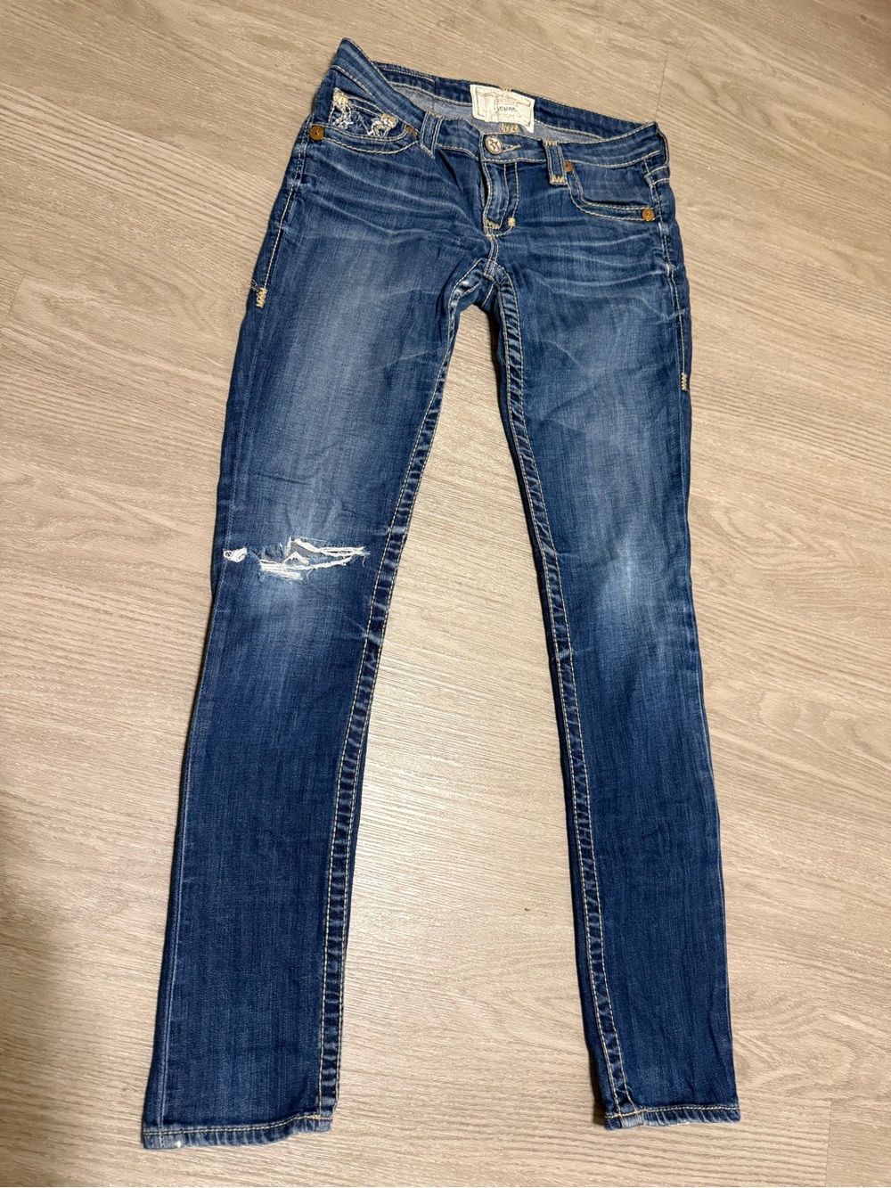 Big Star Jeans Womens 27R Jenae Skinny Distress Dark Wash